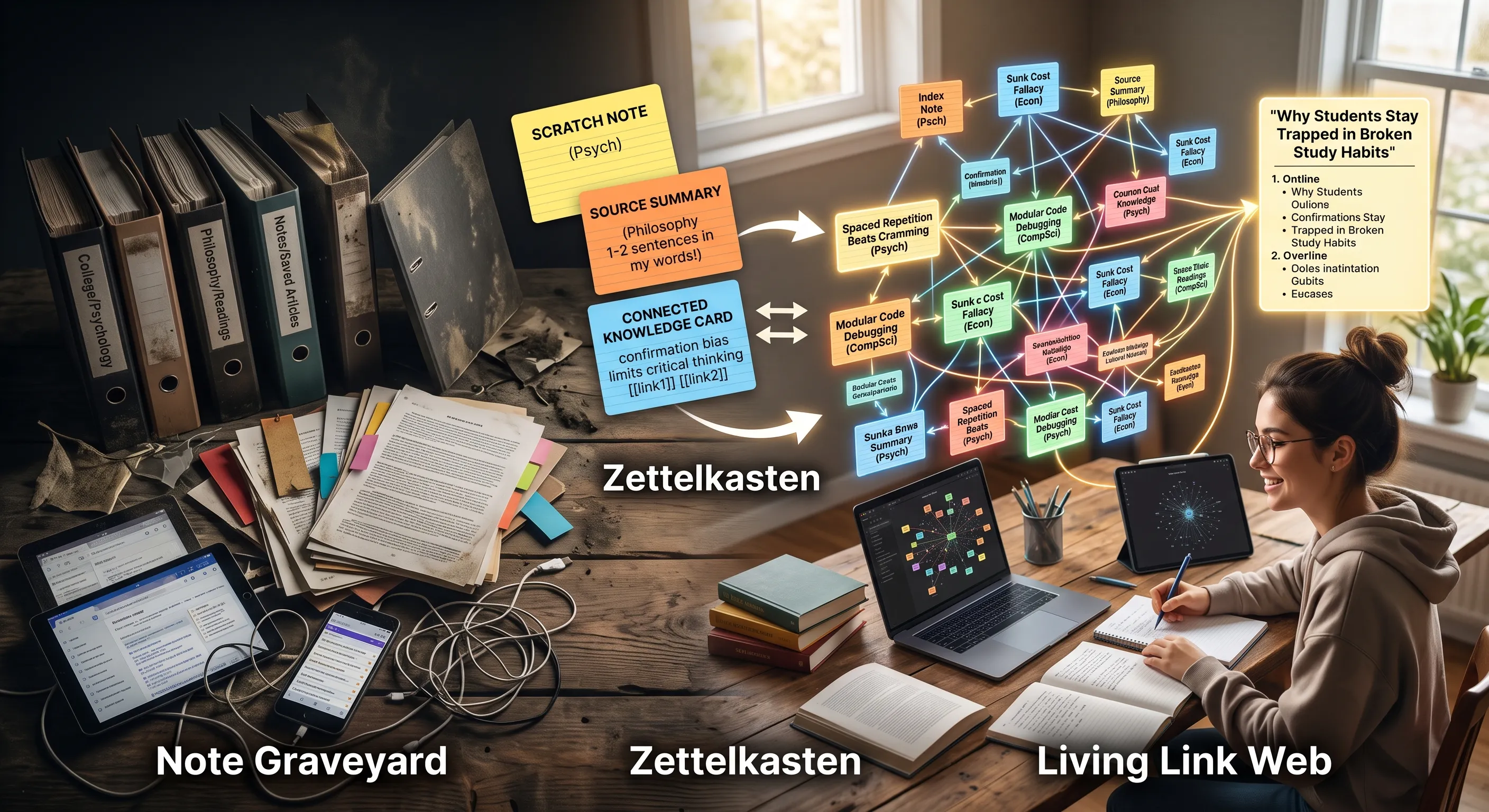 Escape the Note Graveyard: My Simplified Zettelkasten System for Ideas That Organize Themselves